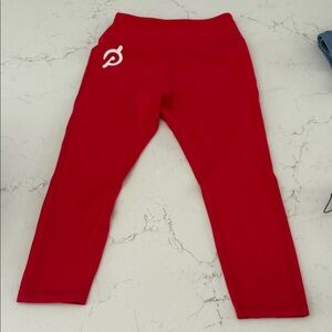 Peloton Red crop Leggings with White Logo